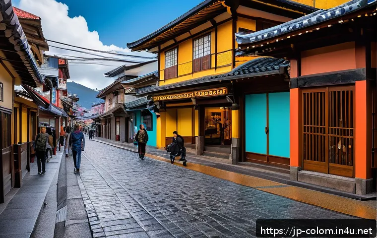 콜롬비아에서 유의할 점 - A vibrant street scene in Bogot&aacute;&rsquo;s La Candelaria district during daytime, featuring tourists walking...